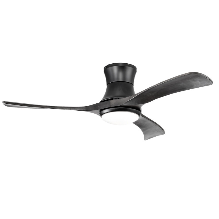 52 Inch Flush Mount Ceiling Fan with LED Light-BlackCostway Gallery View 1 of 11